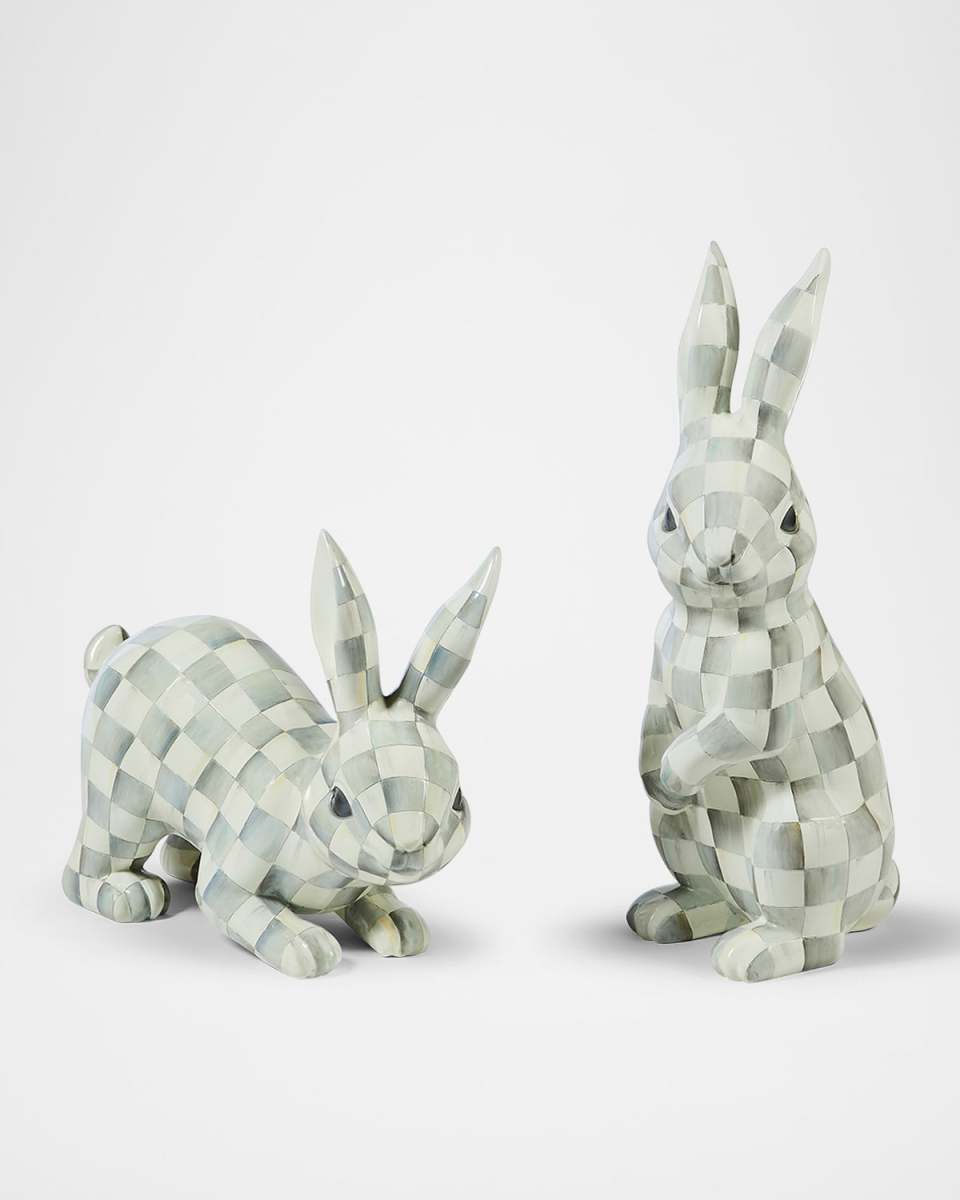 Sterling Check Trophy Bunnies, Set of 2